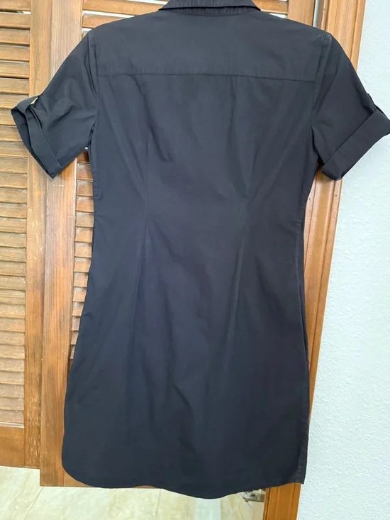 Theory Mayvine Light Poplin Shirt Dress Women Size 4 Black Stretch Cotton - Picture 6 of 8
